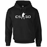 Counter Strike - CS Logo Siyah Erkek Fermuarsız Kapşonlu