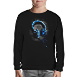 Headphone Siyah Çocuk Sweatshirt