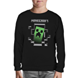 Minecraft Siyah Çocuk Sweatshirt