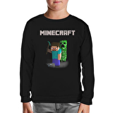 Minecraft - 7 Siyah Çocuk Sweatshirt