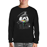Police Panda Siyah Çocuk Sweatshirt