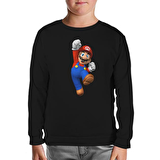 Mario & Luigi - Mario Siyah Çocuk Sweatshirt