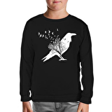 Crows in Tales Siyah Çocuk Sweatshirt