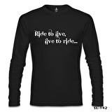 Motosiklet - Live to Ride Siyah Erkek Sweatshirt