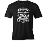 Life Begins in November 1971 Siyah Erkek Tshirt