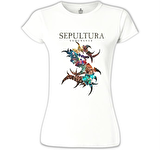 Sepultura - Endurance Logo Beyaz Bayan Tshirt