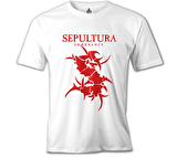 Sepultura - Endurance Logo Red Beyaz Erkek Tshirt