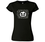 Halloween - Pumpkin Lines Siyah Kadın Tshirt