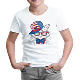 Kedi - Cool Beyaz Çocuk Tshirt