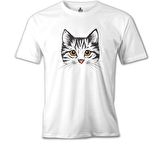 Kedi - Yüz Beyaz Erkek Tshirt