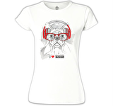 Köpek - Müzik Beyaz Bayan Tshirt