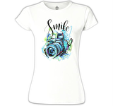 Kamera - Fotoğraf Beyaz Bayan Tshirt
