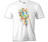 Mikrofon - Notalar Beyaz Erkek Tshirt