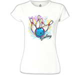 Bowling - Atış Beyaz Bayan Tshirt