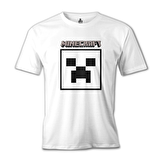 Minecraft - Creeper Stencil Beyaz Erkek Tshirt