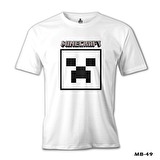 Minecraft - Creeper Stencil Beyaz Erkek Tshirt