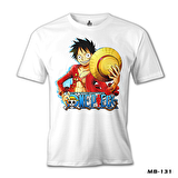 One Piece - Luffy Hat 2 Beyaz Erkek Tshirt