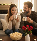 Kabartma Sonbahar Desenli 2 Kişilik Seramik El Yapımı Kupa Bardak Seti