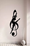 Sol Anahtarı Ve Dansçı Müzisyen Kız Duvar sticker Yapıştırma (SUDAN VE NEMDEN ETKİLENMEZ) MİXGİFTZ