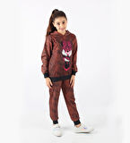 Triliya-Kız Çocuk Kapüşonlu Mickey Dijital Mevsimlik Eşofman Takımı- 4-12 Yaş