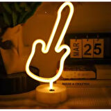 Neon Gitar Masa Lambası PİL+USB