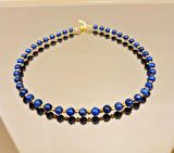 Doğal taş Lapis Lazuli ve Hematit taşlarından kolye