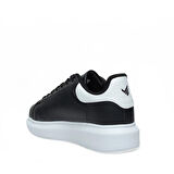 VOLİS Siyah-Beyaz Kalın Taban Günlük Bağcıklı Erkek Sneaker Ayakkabı