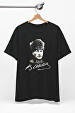 Atatürk Baskılı Siyah Unisex Oversize Bol Kesim T-Shirt