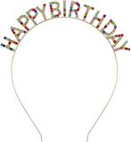 Rengarenk Kristal Taşlı Ekstra Lüks Gümüş Kaplama Happy Birthday Taç 16x17 cm