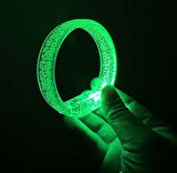 Yeşil Led Işıklı Baskı Yapılabilen Pilli Bileklik Bilezik 1,5 cm Genişlik