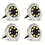 Solar Güneş Enerjili 8 Ledli Kazıklı Çim Zemin Bahçe Aydınlatma 3W Gün Işığı Sarı Led 4 Lü Set
