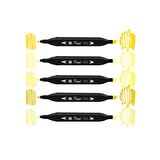 Tinge Twin Çift Uçlu Marker Kalemi 5'li Set Sarı Tonları (Yellow Tonnes)