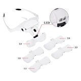 5 Lens 1.0X-3.5X 2Led Işıklı İle Ayarlanabilir Gözlük Büyüteç 9892B2