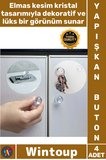 #Buton Dekoratif Şık Dolap Kulp Sifon 4 Adet Kristal Tasarımlı Çok Amaçlı Yapışkanlı Tutacak Buton