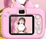 70713835 Mini Karikatür Çocuklar Dijital Kamera 1080P Pembe KS102