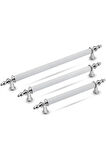 Tuana Rustik Alüminyum Metal Lüks Modern Mobilya Çekmece Mutfak Dolabı Kulpu Beyaz-Krom 128mm