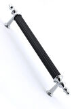 Tuana Rustik Alüminyum Metal Lüks Modern Mobilya Çekmece Mutfak Dolabı Kulpu Siyah-Krom 128mm (10 Adet)