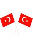 100 adet Sopalı Plastik çıtalı Türk Bayrağı 12.5 cm X 22.5 cm