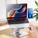 Metal Katlanabilir Laptop Macbook Notebook Standı 360 Derece Ayarlanabilir Telefon Tutucu Özellikli