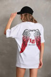 Kadın Baskılı Tişört Kısa Kol Bisiklet Yaka Oversize T-Shirt - Beyaz