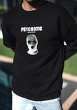 Erkek  iplik pamuklu Kışlık Bisiklet Yaka Baskılı SweatShirt - Siyah