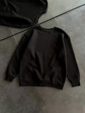 Kadın Bisiklet Yaka  İplik Pamuklu Basic SweatShirt - Siyah