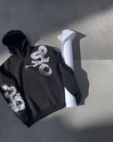 Kadın Oversize Kapüşonlu Cepli Baskılı  İplik Pamuklu Hoodie Sweatshirt - Siyah