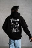 Erkek Kapüşonlu Kanguru Cepli Sweatshirt  İplik Pamuklu Baskılı Hoodie - Siyah