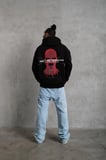 Erkek Kapüşonlu Kanguru Cepli Sweatshirt  İplik Pamuklu Baskılı Hoodie - Siyah