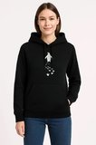 Kadın  İplik Pamuklu Kapüşonlu Hoodie Sweatshirt Nihilist Penguen Baskılı - Siyah