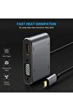 TYPE-C 4 İN 1 HUB ÇOĞALTICI VGA-HDMI-USB-TYPE-C HUB ÇOĞALTICI Macbook Uyumlu Type-c To Usb 3.0 1080p 4k Hdmı Vga Pd Aux Ses Girişli Çevirici Adaptör