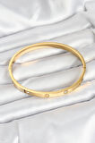 316L Çelik Gold Renk Zirkon Taşlı 65 mm Kadın Kelepçe Bileklik - TJ-BB7911