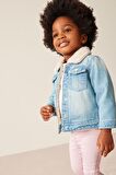 Pamuklu Premium Kürk Yaka ve Astarlı Denim Ceket
