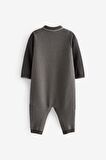 % 100 Pamuklu Charcoal Grey Triko Tulum